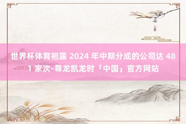 世界杯体育袒露 2024 年中期分成的公司达 481 家次-尊龙凯龙时「中国」官方网站