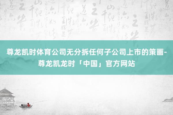 尊龙凯时体育公司无分拆任何子公司上市的策画-尊龙凯龙时「中国」官方网站