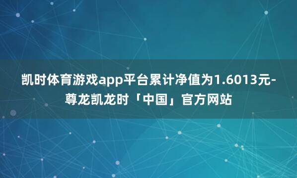 凯时体育游戏app平台累计净值为1.6013元-尊龙凯龙时「中国」官方网站