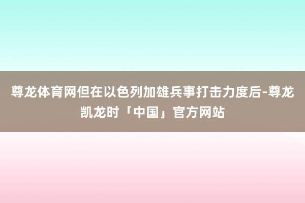 尊龙体育网但在以色列加雄兵事打击力度后-尊龙凯龙时「中国」官方网站