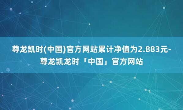 尊龙凯时(中国)官方网站累计净值为2.883元-尊龙凯龙时「中国」官方网站