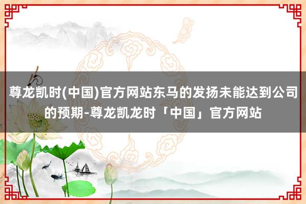 尊龙凯时(中国)官方网站东马的发扬未能达到公司的预期-尊龙凯龙时「中国」官方网站