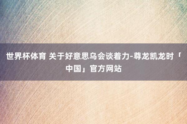 世界杯体育 关于好意思乌会谈着力-尊龙凯龙时「中国」官方网站