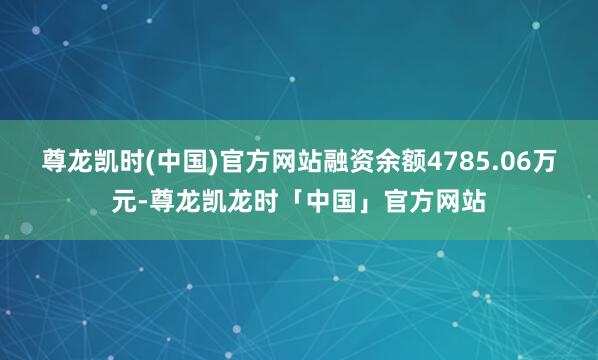 尊龙凯时(中国)官方网站融资余额4785.06万元-尊龙凯龙时「中国」官方网站