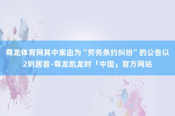 尊龙体育网其中案由为“劳务条约纠纷”的公告以2则居首-尊龙凯龙时「中国」官方网站