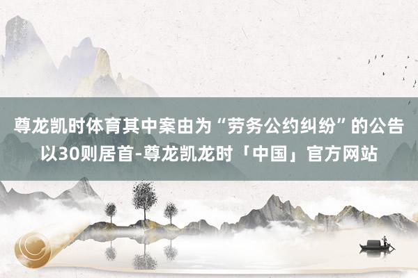 尊龙凯时体育其中案由为“劳务公约纠纷”的公告以30则居首-尊龙凯龙时「中国」官方网站