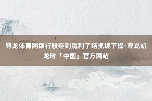 尊龙体育网银行股碰到赢利了结抓续下探-尊龙凯龙时「中国」官方网站