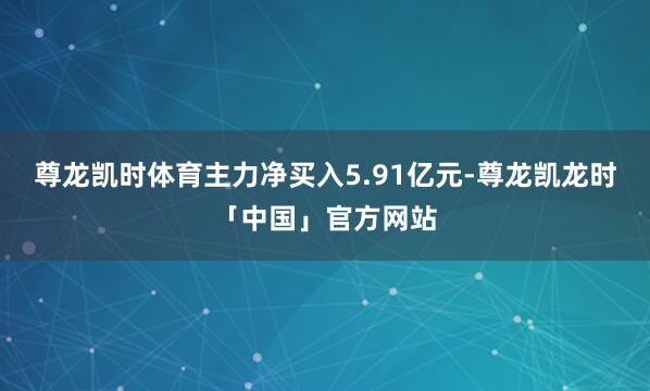 尊龙凯时体育主力净买入5.91亿元-尊龙凯龙时「中国」官方网站