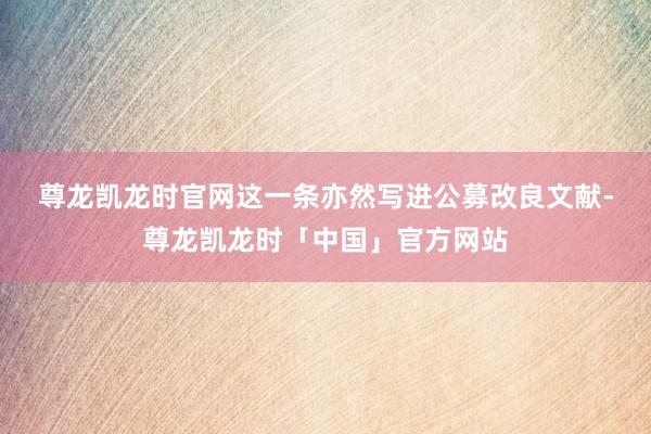 尊龙凯龙时官网 这一条亦然写进公募改良文献-尊龙凯龙时「中国」官方网站
