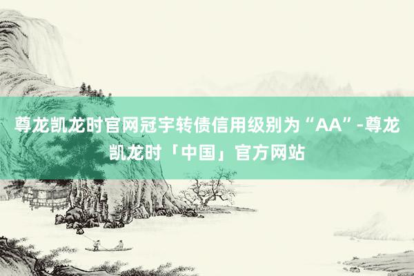 尊龙凯龙时官网冠宇转债信用级别为“AA”-尊龙凯龙时「中国」官方网站