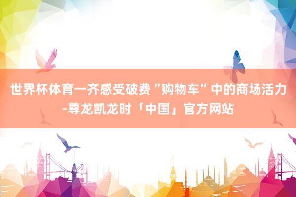 世界杯体育一齐感受破费“购物车”中的商场活力-尊龙凯龙时「中国」官方网站