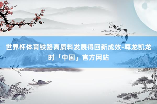 世界杯体育铁路高质料发展得回新成效-尊龙凯龙时「中国」官方网站