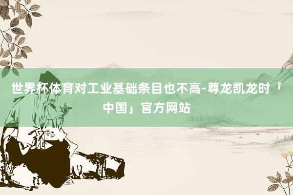 世界杯体育对工业基础条目也不高-尊龙凯龙时「中国」官方网站